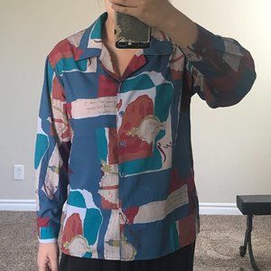 Retro long sleeves buttoned shirt/blouse